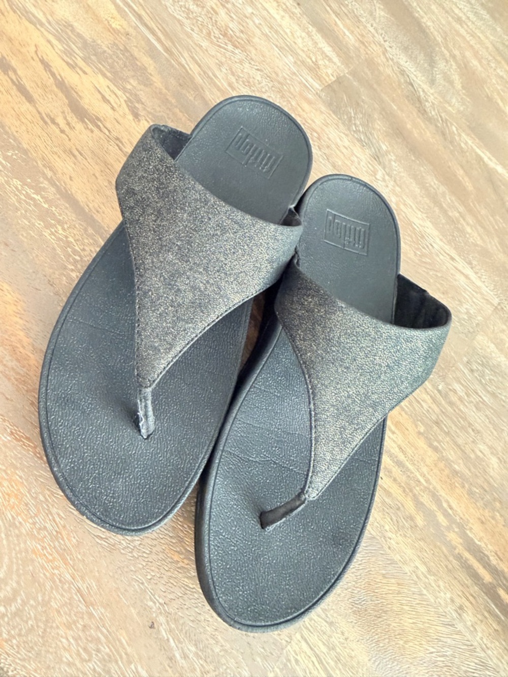 Fitflop Black Glitter Thong Sandals